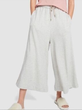 Goop G Brand Grey Wide Leg Sweatpants Cropped High Waist, Small